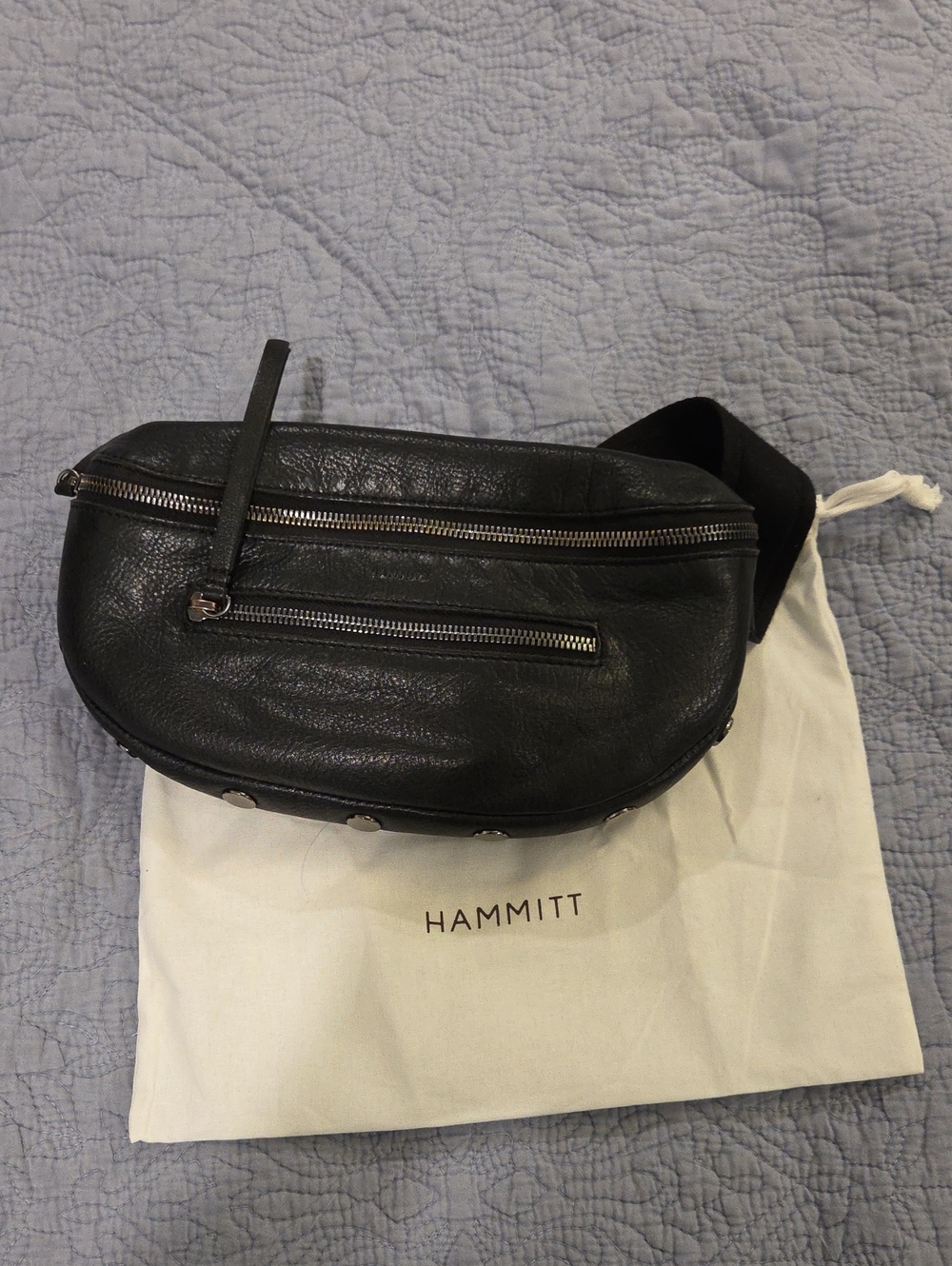 Hammitt "Charles" Medium Black Leather Crossbody Belt Bag - Picture 6 of 17